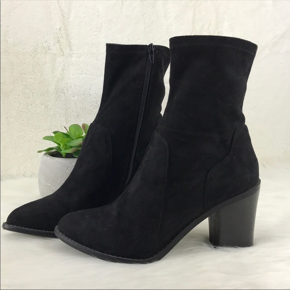 Black Faux Suede Booties